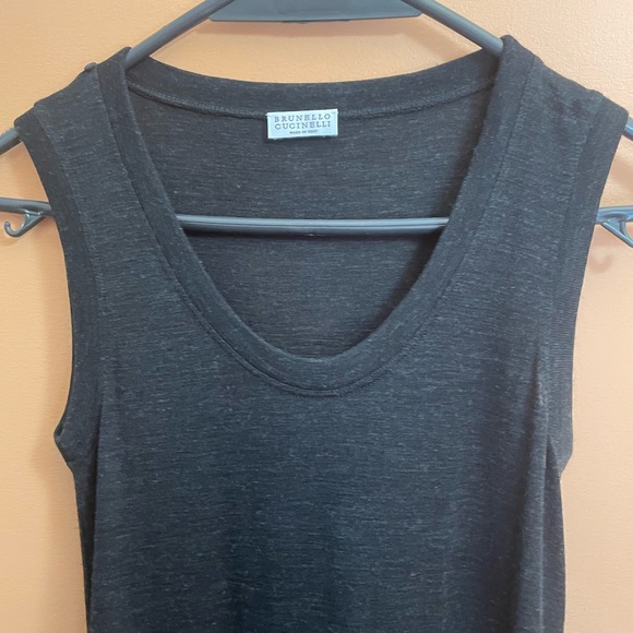 Brunello Cucinelli gray/black wool knit tank dress with tulle skirt, XS - Picture 4 of 7